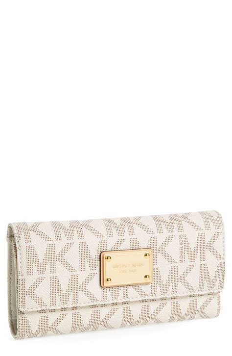 michael kors checkbook cover pearl grey|Michael Kors Signature Jet Set Item Checkbook Wallet .